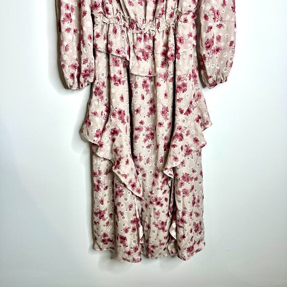 Current Air Long Sleeve Floral Midi Dress Girly Romantic Boho Fairycore Sz S - Picture 6 of 8